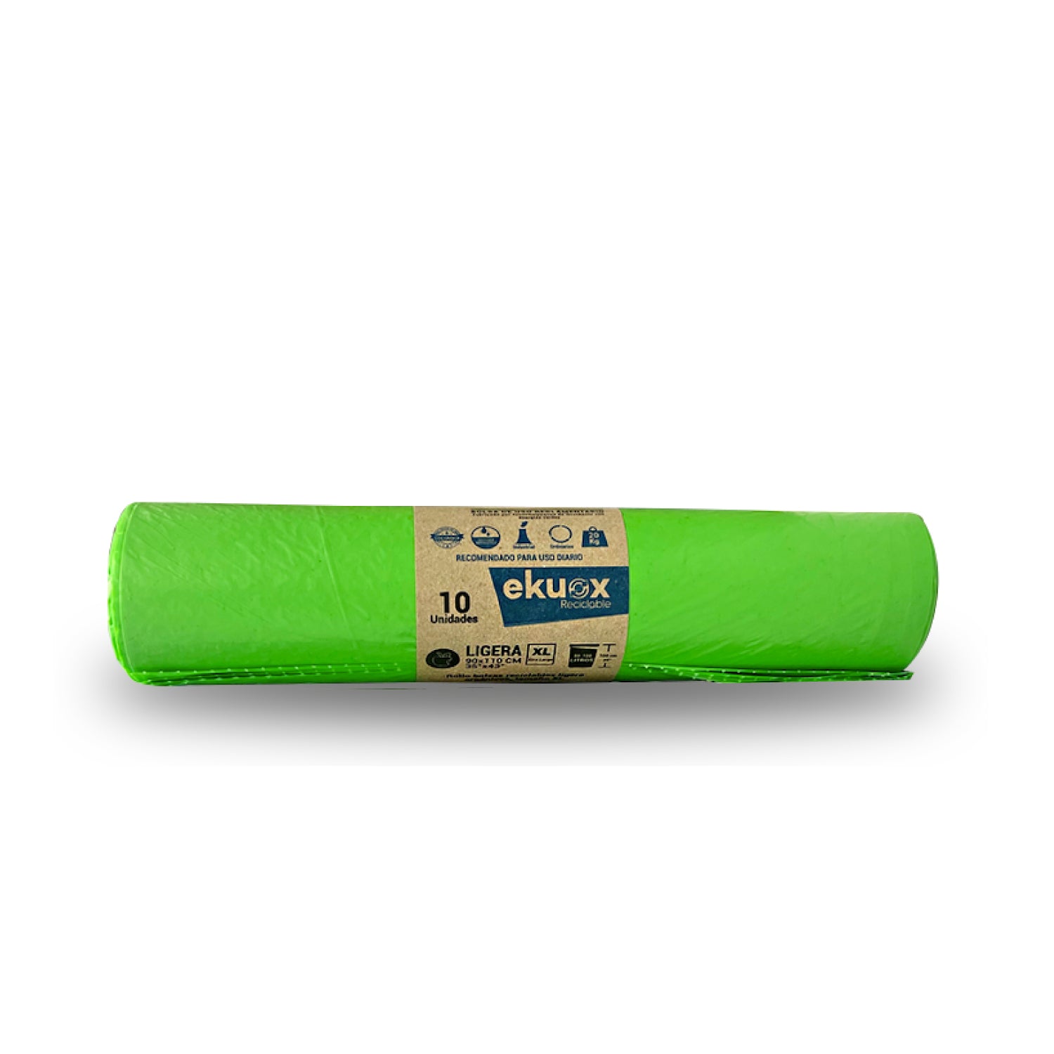 EKUOX ROLLOS DE BOLSAS VERDE JARDINERA 35X43