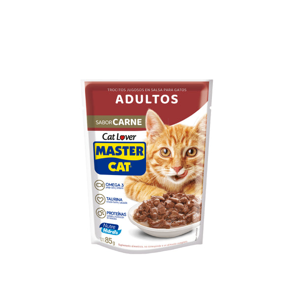 MASTER CAT TROCITOS JUGOSOS CARNE 85 GR