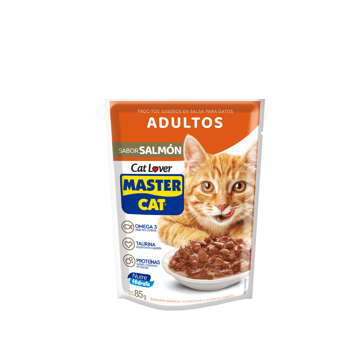 MASTER CAT TROCITOS JUGOSOS SALMÓN 85 GR